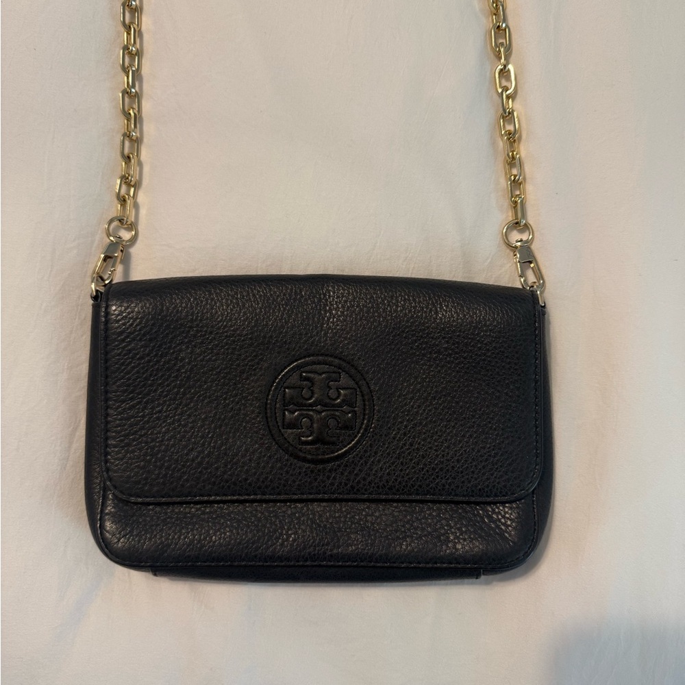 Tory Burch Black Crossbody Bag with Gold Chain